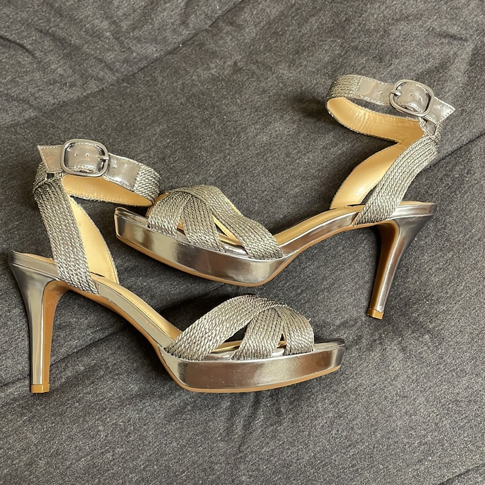 Alex Marie Silver Heels Size 8M
